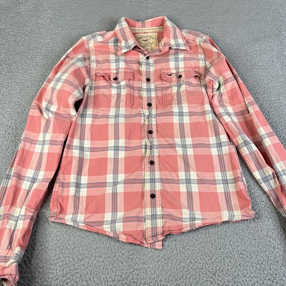 Hollister Other - Hollister Men’s Coral Pink Plaid Button-Down Shirt